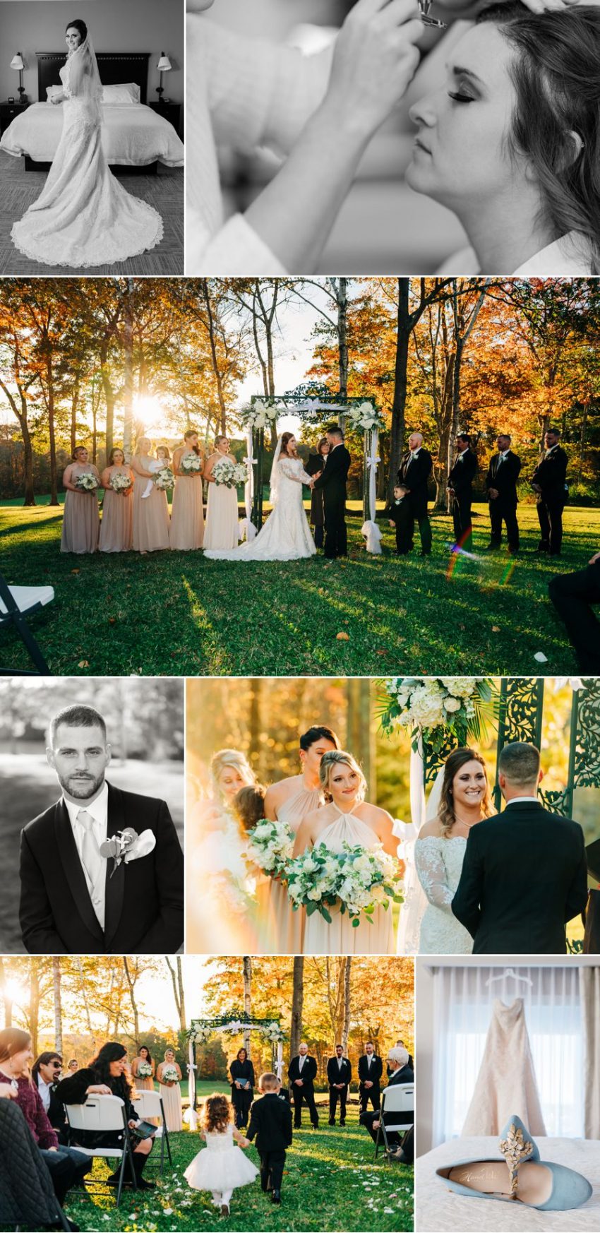 fall wedding at golden hour